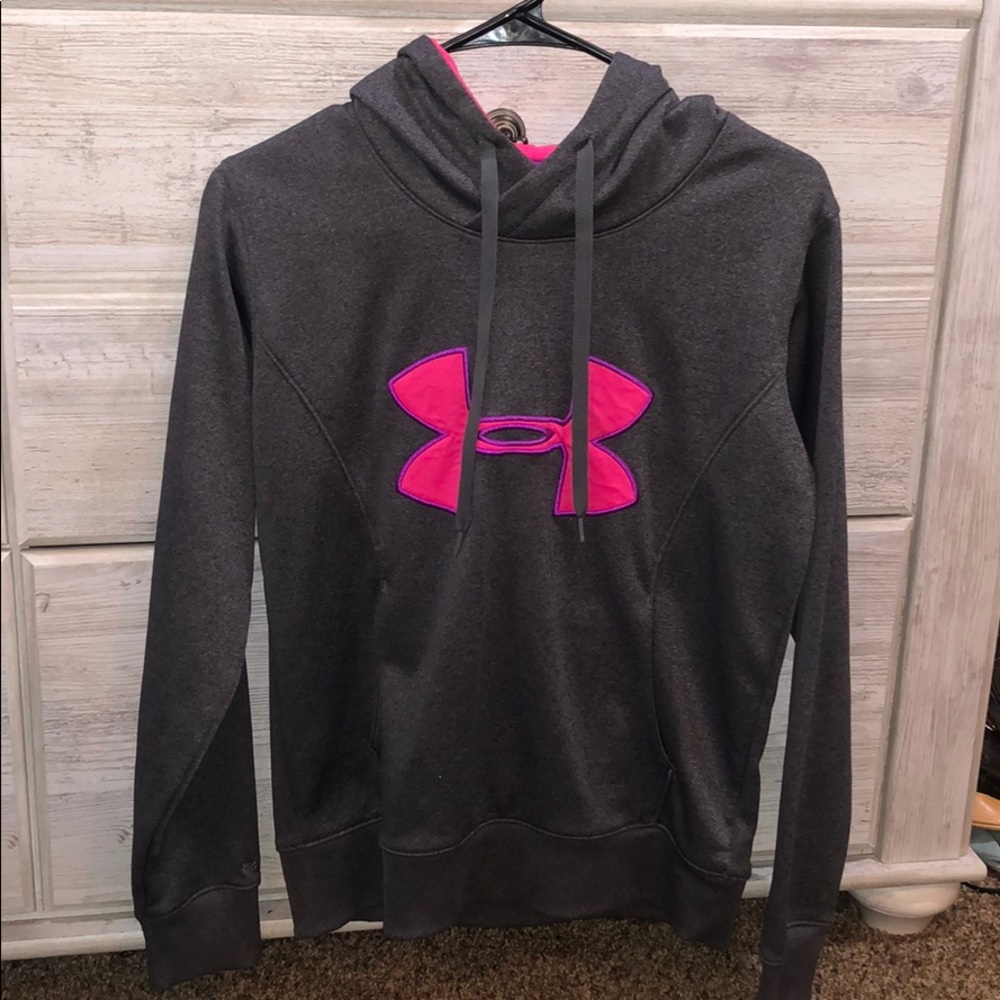 Under Armour grey and pink hoodie
